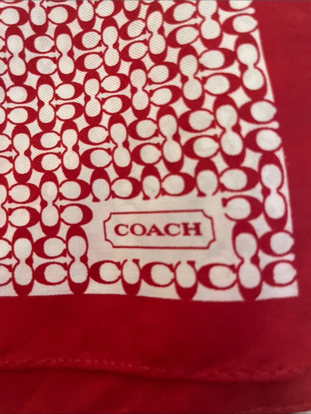 Coach Red and White Signature Square Scarf - Picture 2 of 2